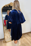 Umgee 3/4 Sleeve Velvet Collar Dress Navy