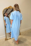 Umgee Sky Blue Striped Midi Dress