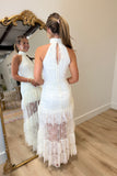 Main Event Sheer Halter Maxi Dress Ivory
