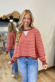 Cranberry and Coral Crush French Terry Top