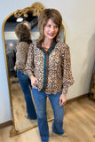 Umgee Ruffle Trim Leopard Print Blouse Latte