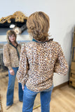 Umgee Ruffle Trim Leopard Print Blouse Latte