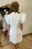 Sunday Flare Embossed Dress White