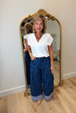Renuar Cuffed Wide Leg Pant Indigo Leopard