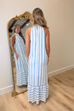 Shoreline Stripe Dress Halter Neck Dress Blue