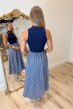 Elan Striped Combo Maxi Dress Navy Black