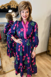 Umgee Floral Dress Navy Mix