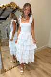 Waterfront Wedding Tiered Eyelet Dress White