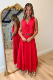 Summer Anthem Eyelet Skirt Set Red