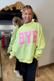 Moody Bye Reversible Mock Neck Sweatshirt Lime