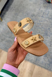 Samoa Seashell Slide Sandal Raffia