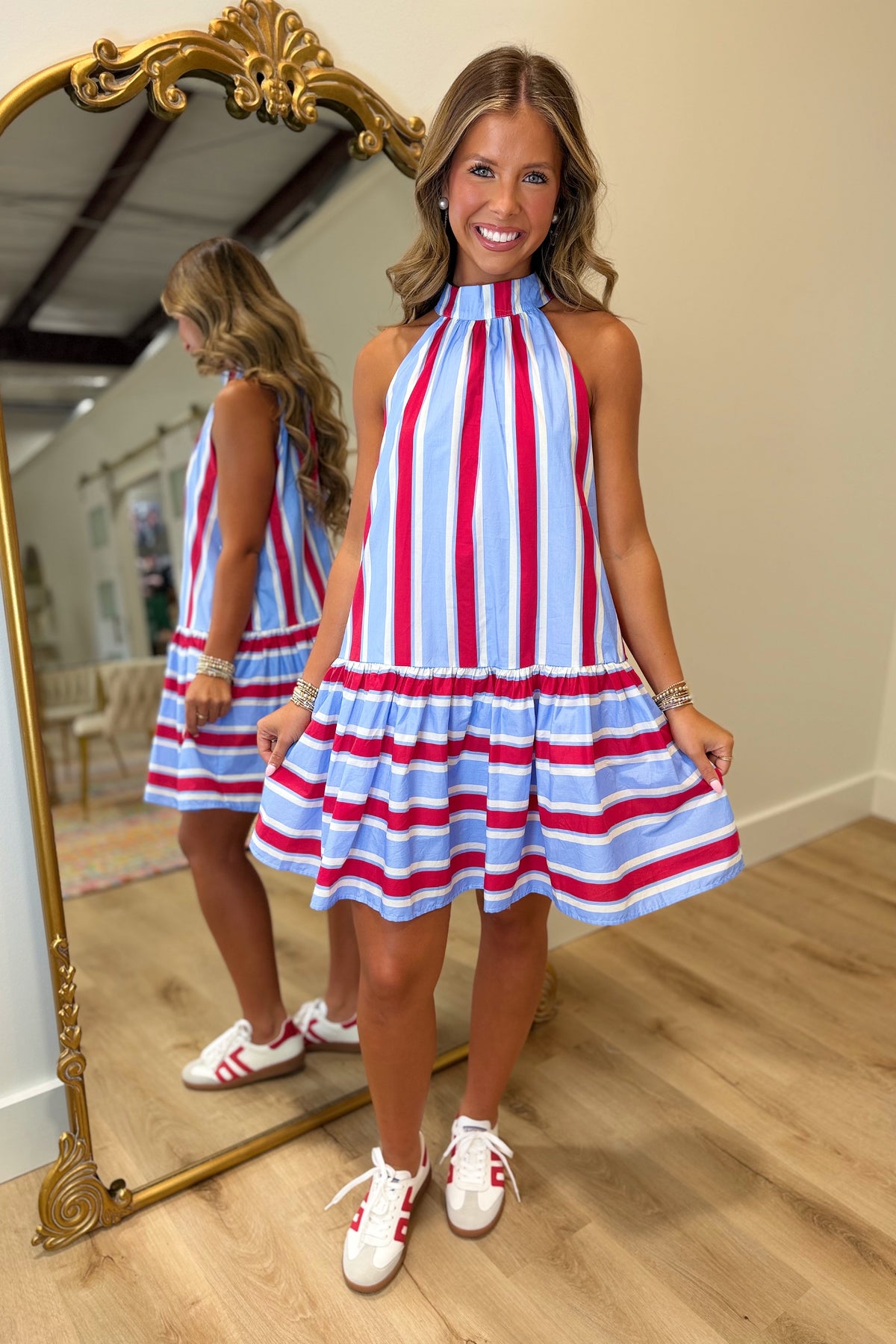 Freedom Coast Striped Dress Red Blue