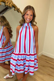 Freedom Coast Striped Dress Red Blue