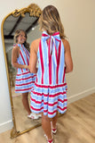 Freedom Coast Striped Dress Red Blue