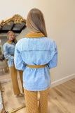 Elan Camel Collar Tie Denim Jacket