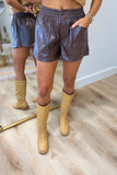 Elan Faux Leather Shorts Chocolate