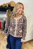 Umgee Leopard Print Button Down Cardigan Brown