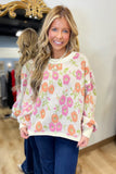 Floral Textured Printed Knit Sweater