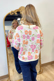 Floral Textured Printed Knit Sweater