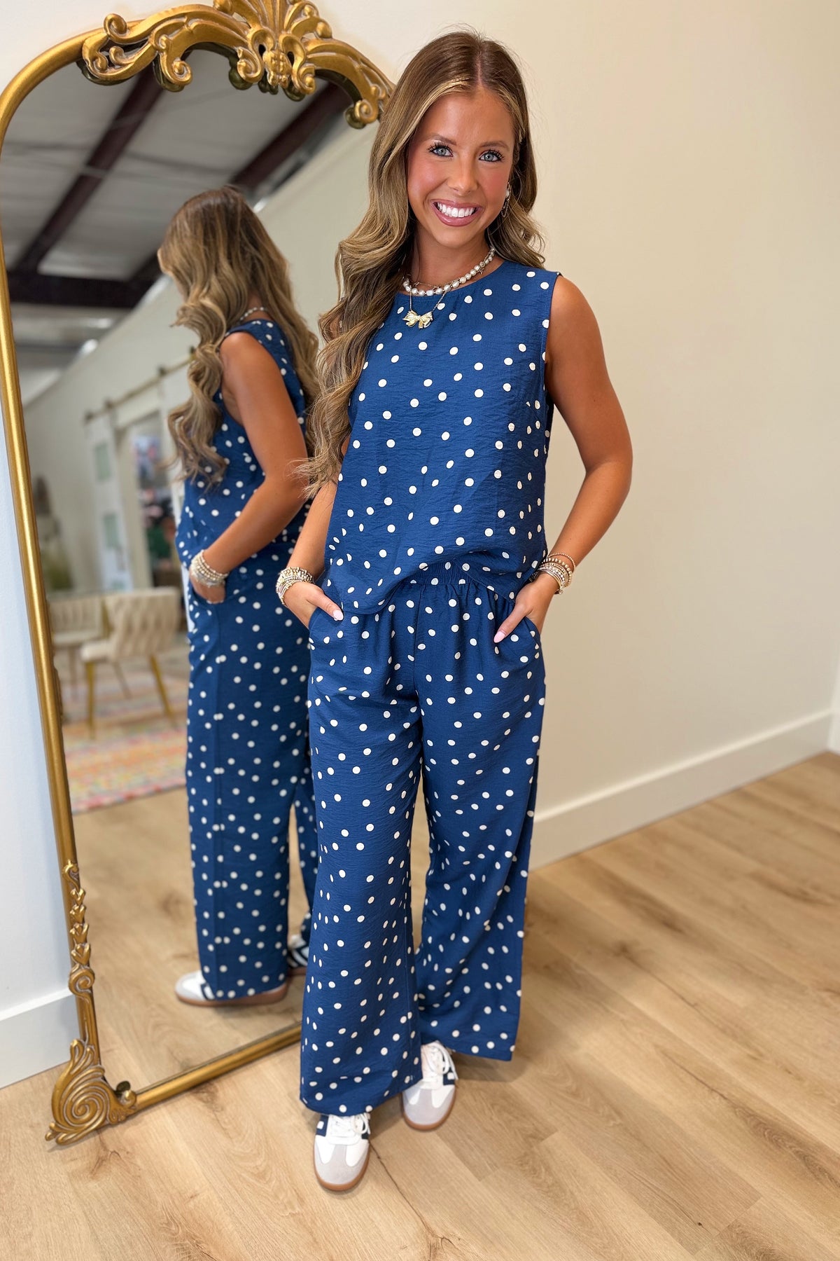 Dockside Dot Pant Set Navy