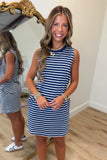 Nautical Striped Tank Dress Navy
