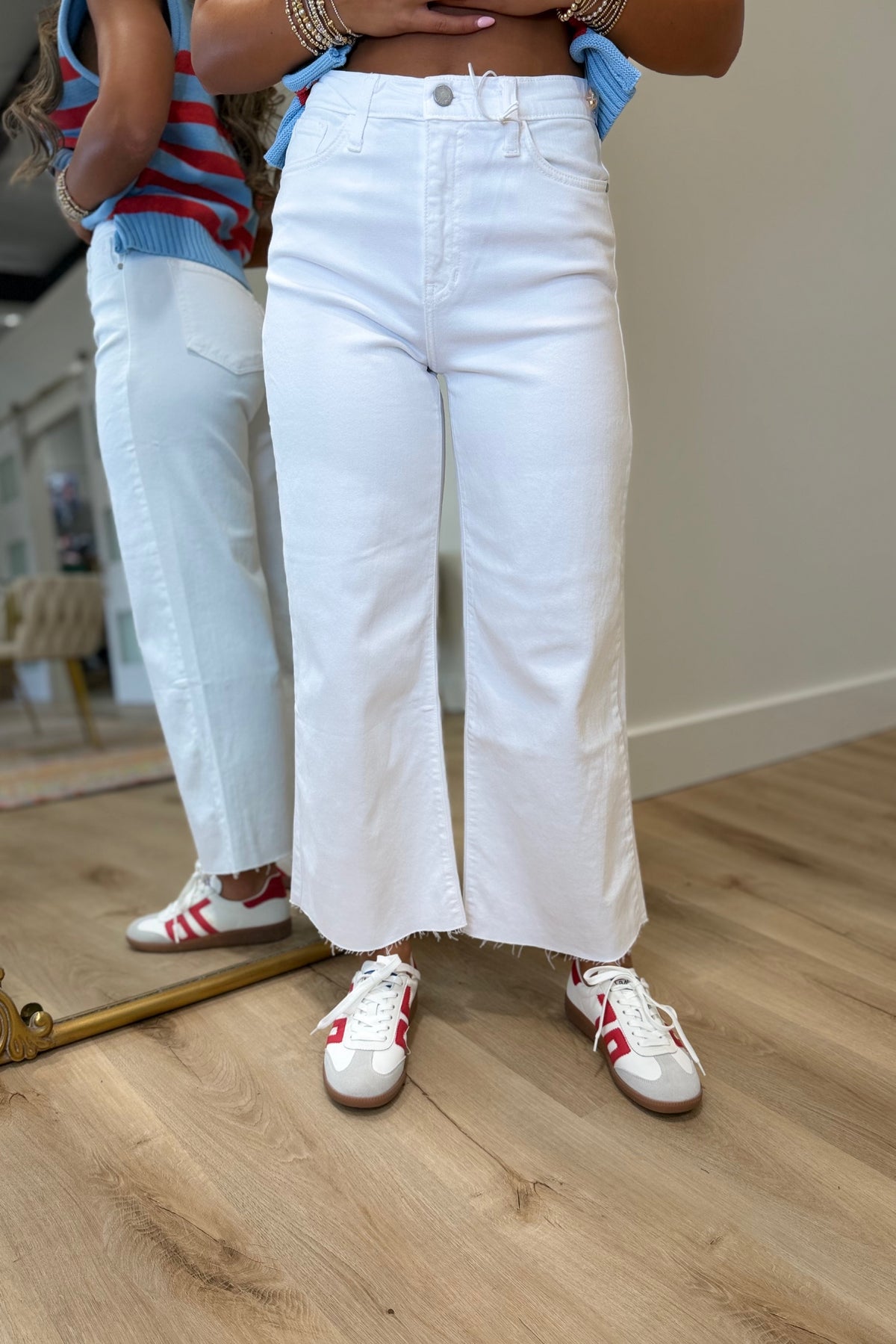 JBD Scissor Cut Wide Leg Jean White