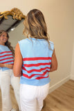 Seaboard Stripe Sweater Tank Blue Red