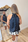 Elan Satin Halter Top Black