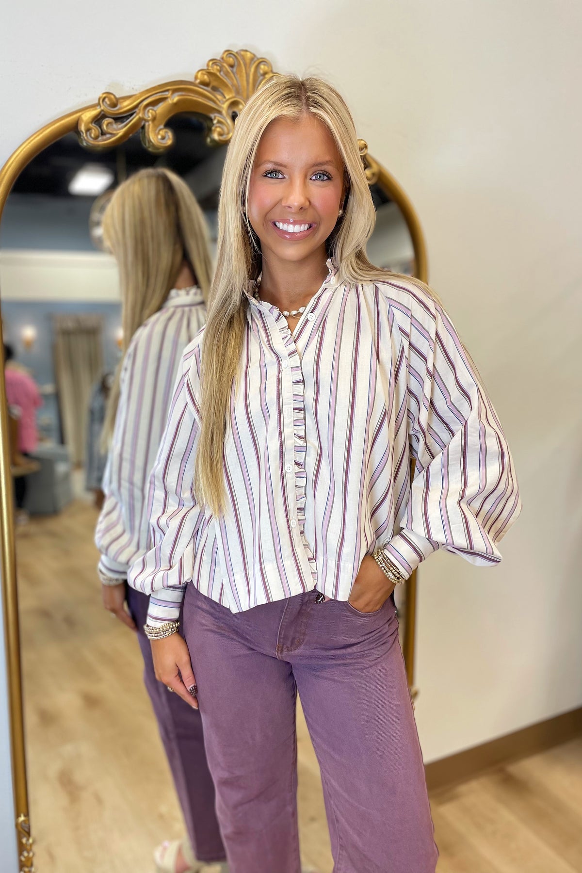 FRNCH Molly Shirt Striped Violet