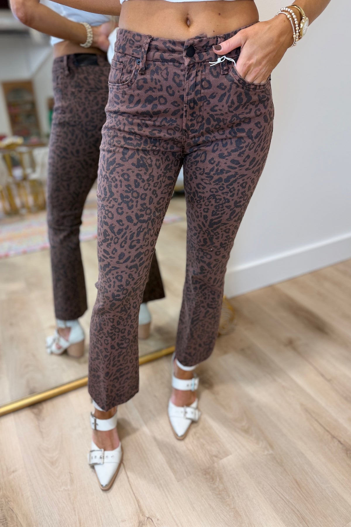 Dear John Jeanne Crop Flare Jean Leopard