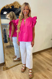Breezy Winds Poplin Top Fuchsia