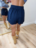 Elan Frayed Drawstring Shorts Navy