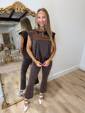 Satin September Top Brown