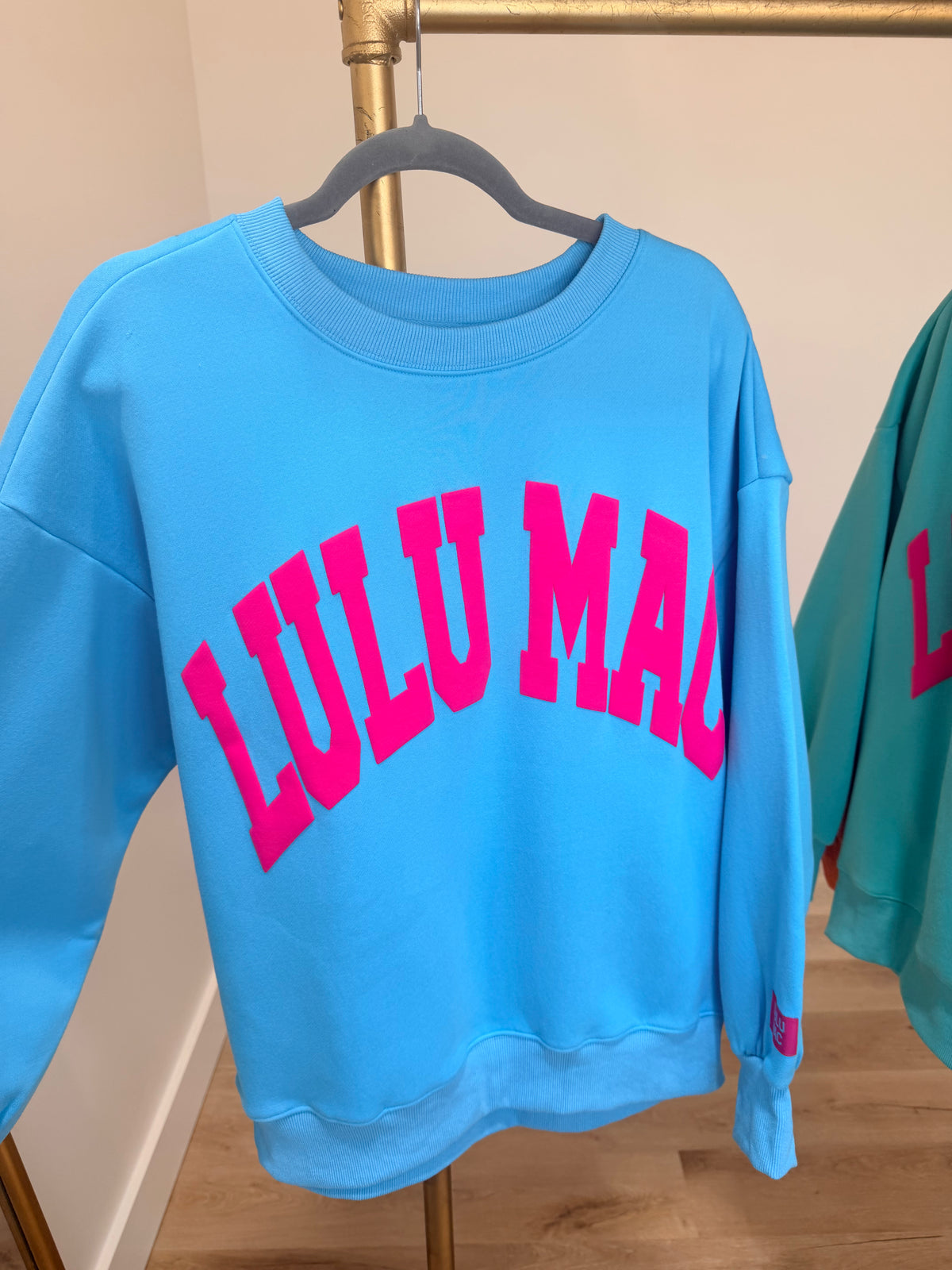 Lulu Mac Puff Sweatshirt Blue Hot Pink