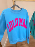 Lulu Mac Puff Sweatshirt Blue Hot Pink