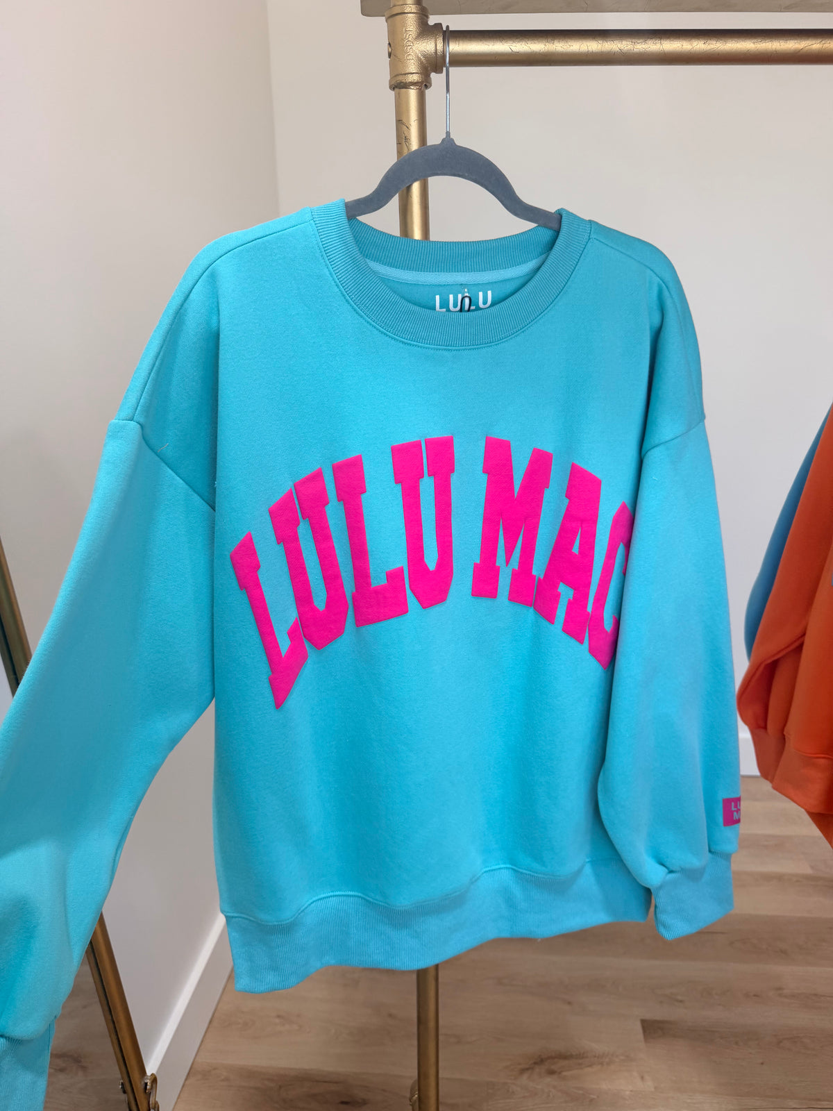 Lulu Mac Puff Sweatshirt Mint Hot Pink