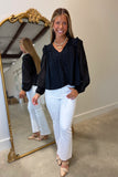 Delicate Embroidered Lace Blouse Black