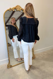 Delicate Embroidered Lace Blouse Black