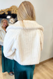 Faux Fur Collared Crop Jacket Cream