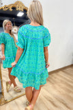 Umgee Stitched Floral Dress Green