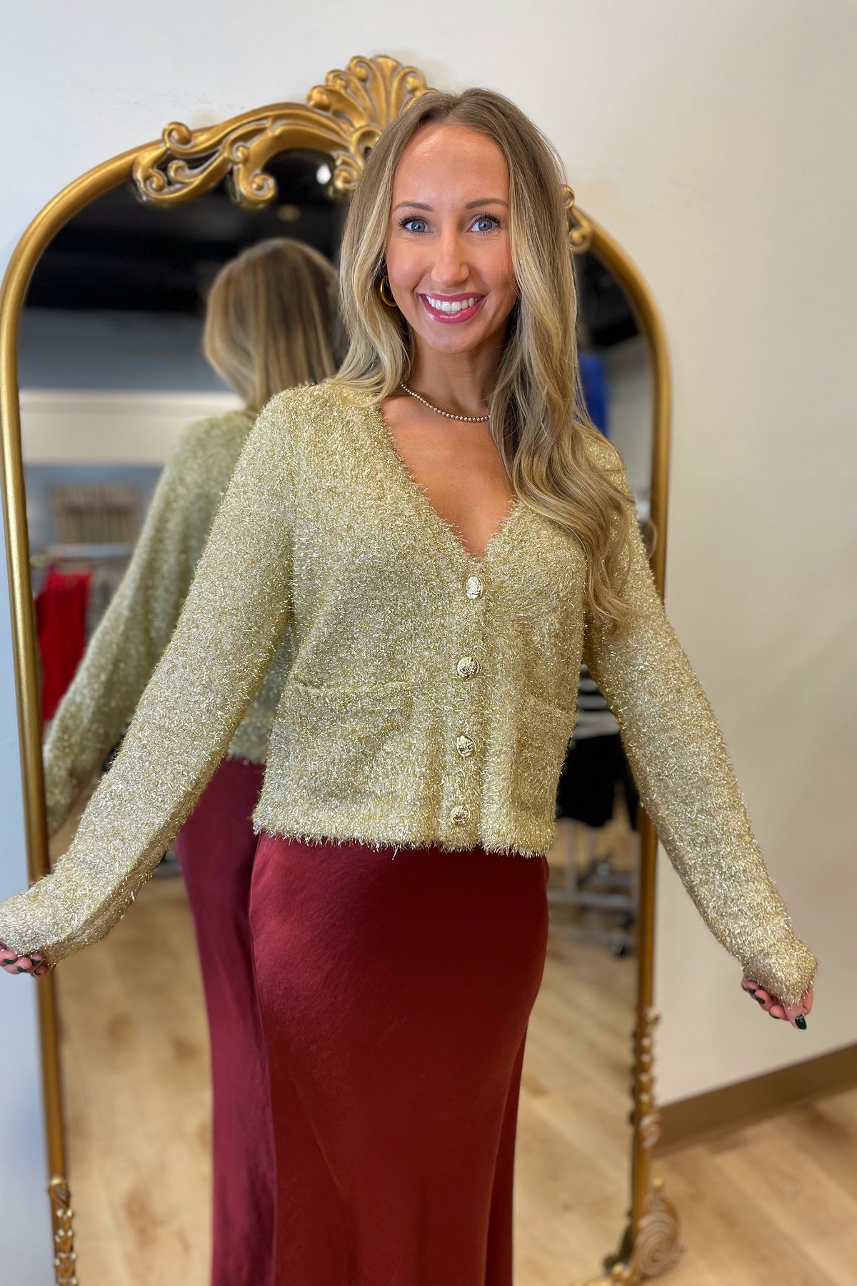 Another Love Luciana Metallic Yarn Sweater Gold