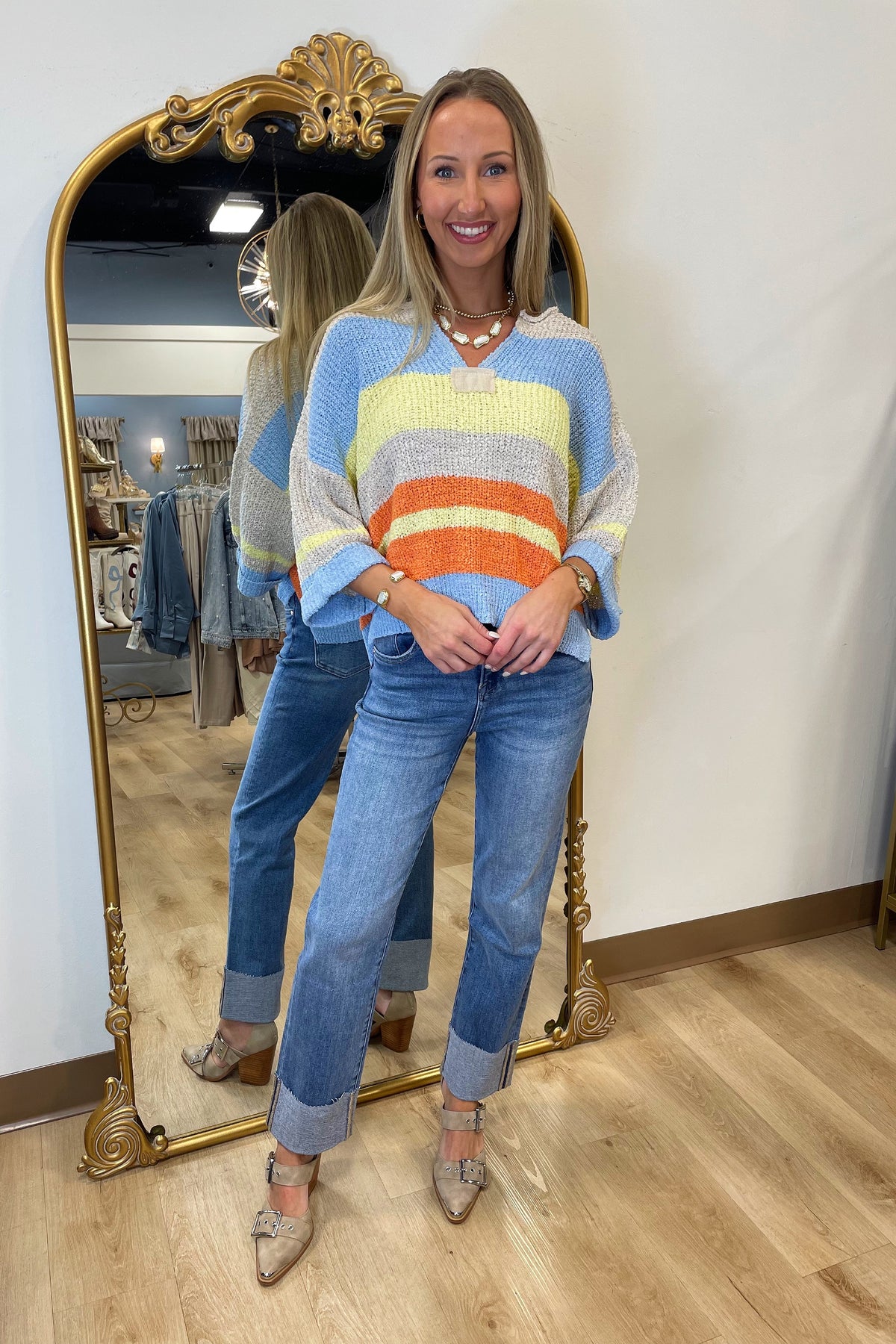 Cozy Autumn Striped Sweater Yellow