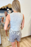 Feeling Fringe Sweater Vest Grey