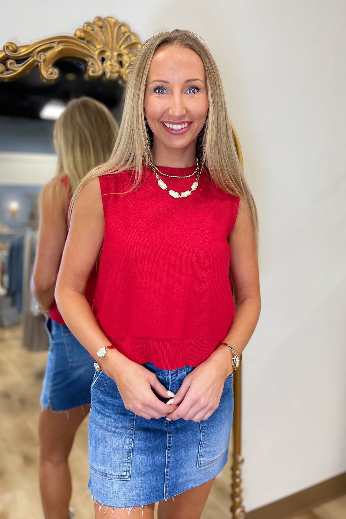 Maple Mode Bow Sweater Red