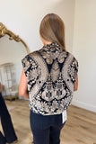 Umgee Velvet Paisley Bubble Top Black
