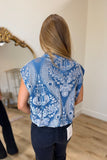 Umgee Velvet Paisley Bubble Top Blue