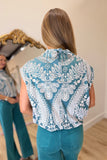 Umgee Velvet Paisley Bubble Top Sage