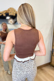 Contrast Yarn Sweater Tank Brown Cream