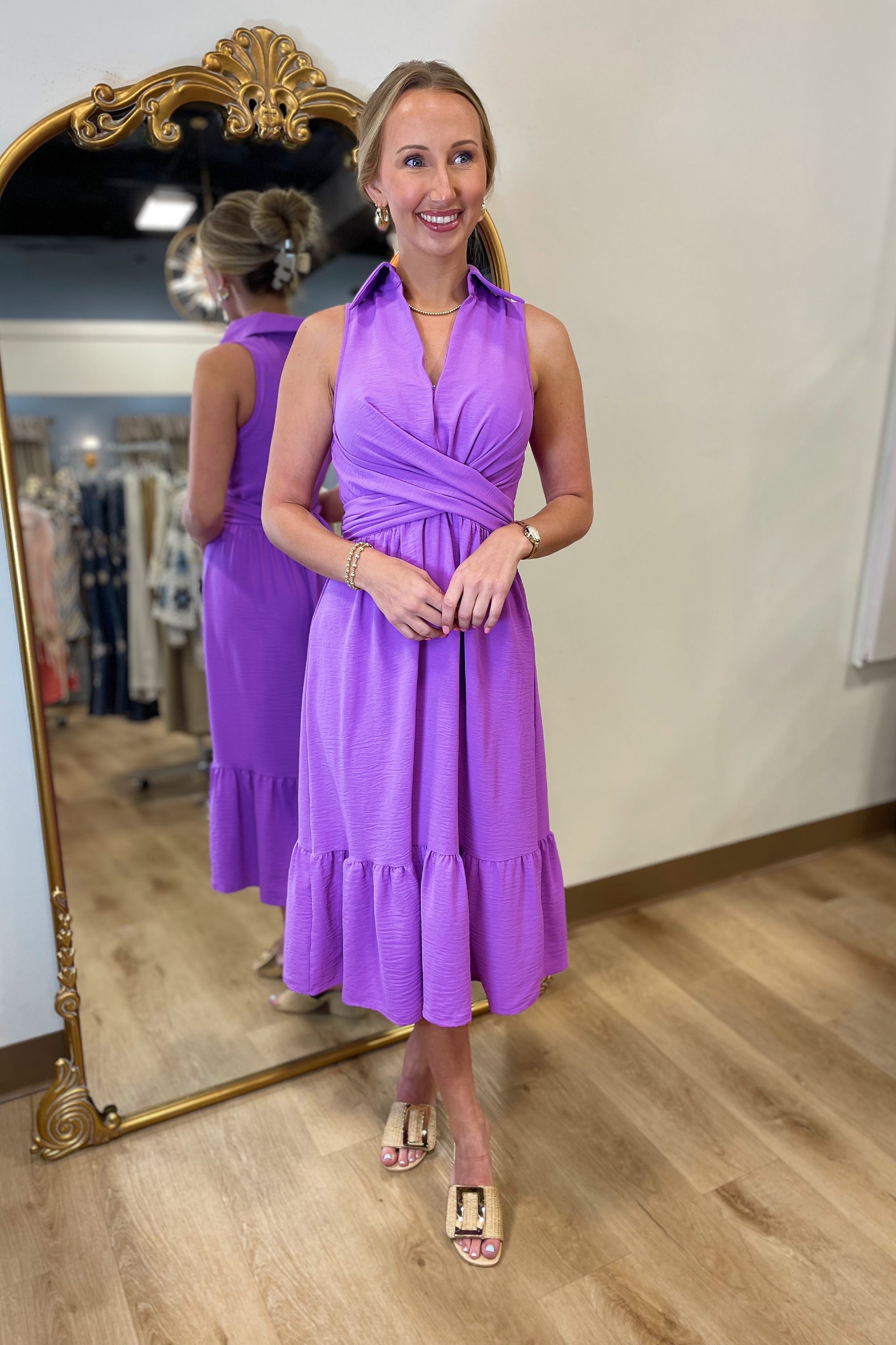 umgee midi dress Umgee Wrap Midi Dress Orchid – Expectations Too