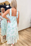 Floral Sweetheart Midi Dress Mint